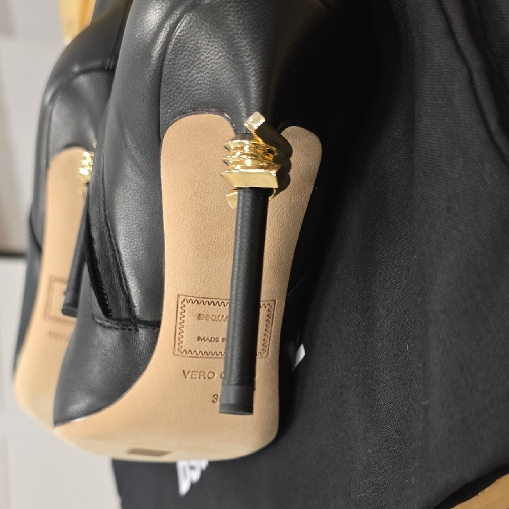 Dsquared2 Black Over the Knee Women's Leather Boots - Picture 7 of 12